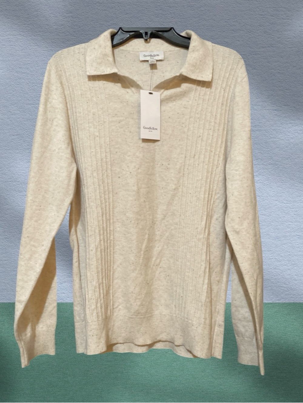 Goodfellow & Co Cream V-Neck Polo Sweater
